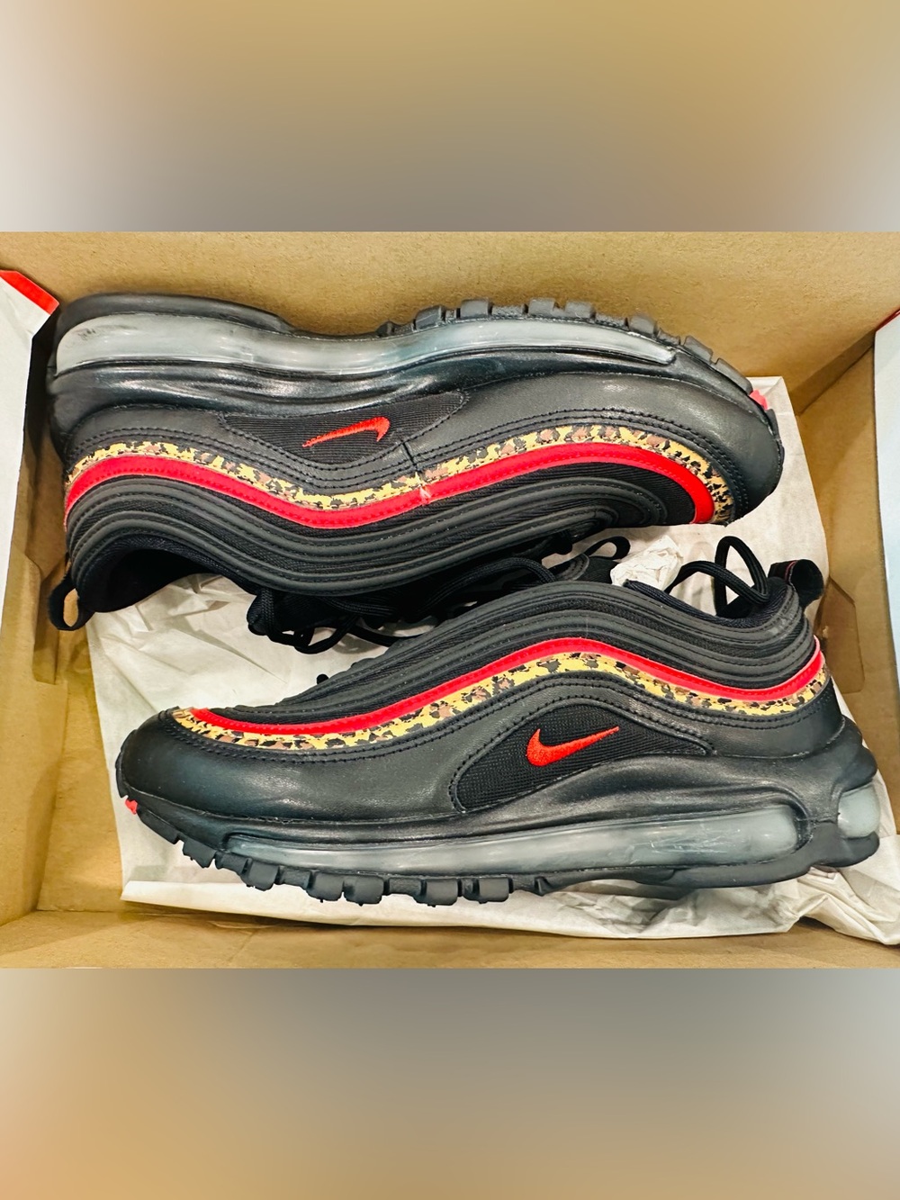 Nike Women’s size 8 Air Max 97 Sneakers — Black with Red and Leopard print